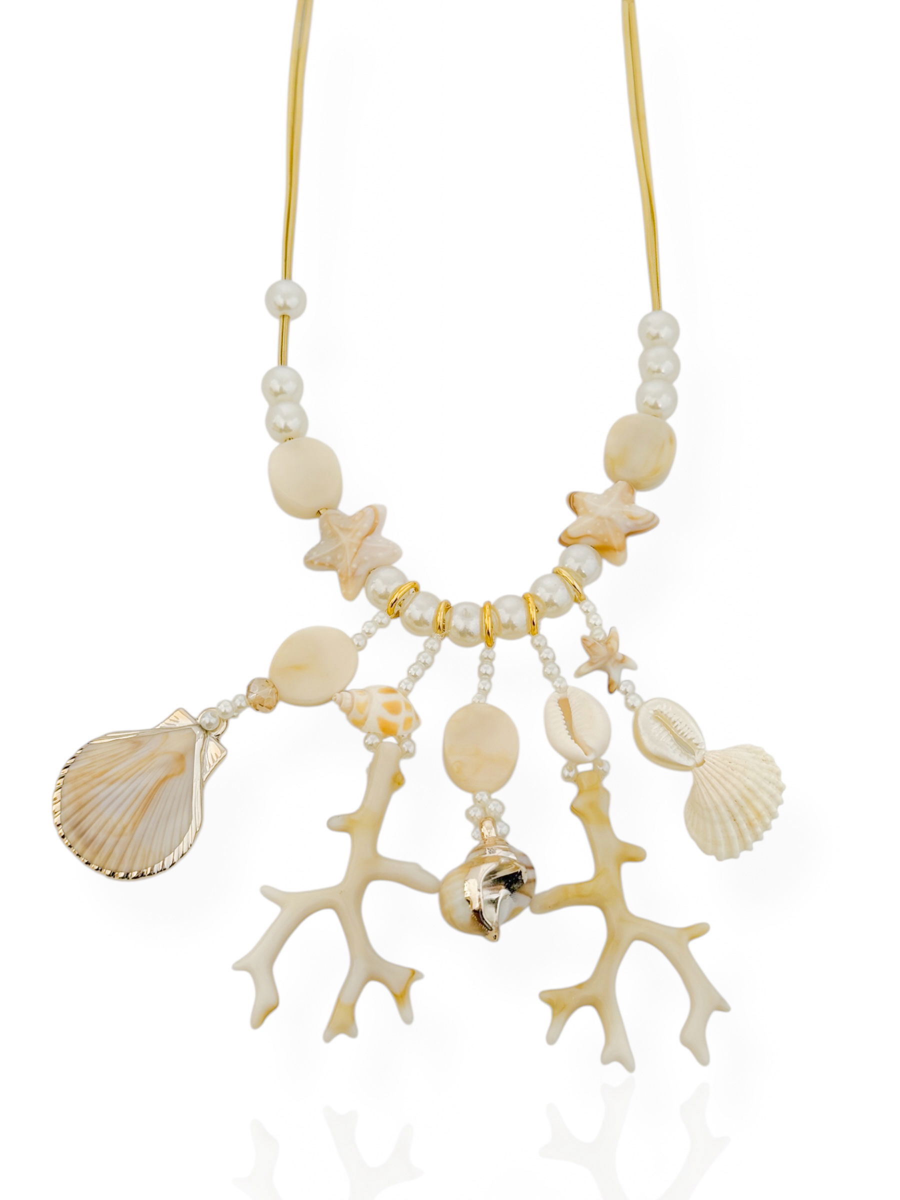Colar Folheada a Ouro 18k Pérolas Design Fundo do Mar