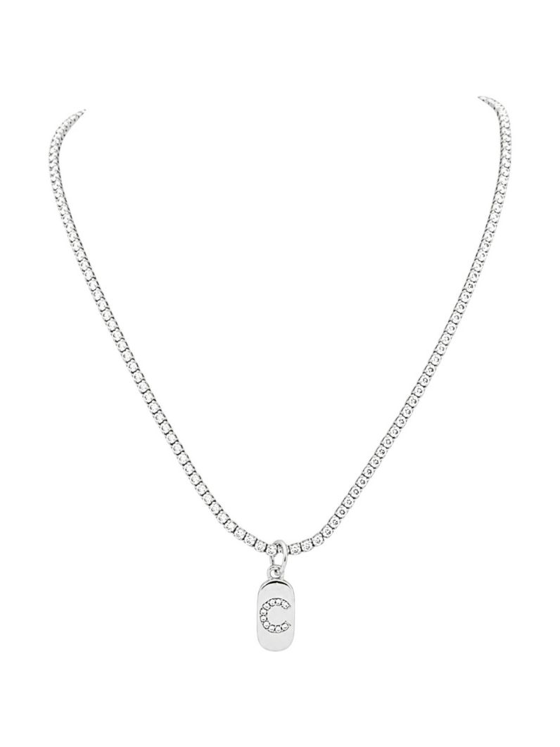 Colar Folheado a Ouro 18 e Prata Cordão Cravejado Com Inicial