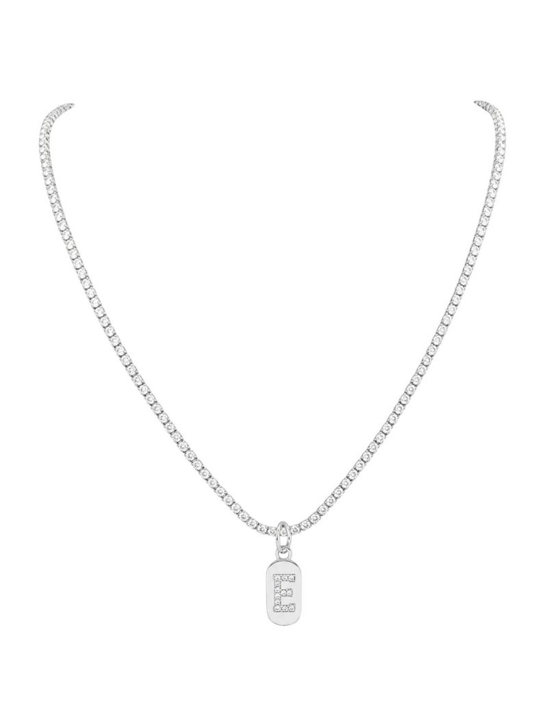 Colar Folheado a Ouro 18 e Prata Cordão Cravejado Com Inicial