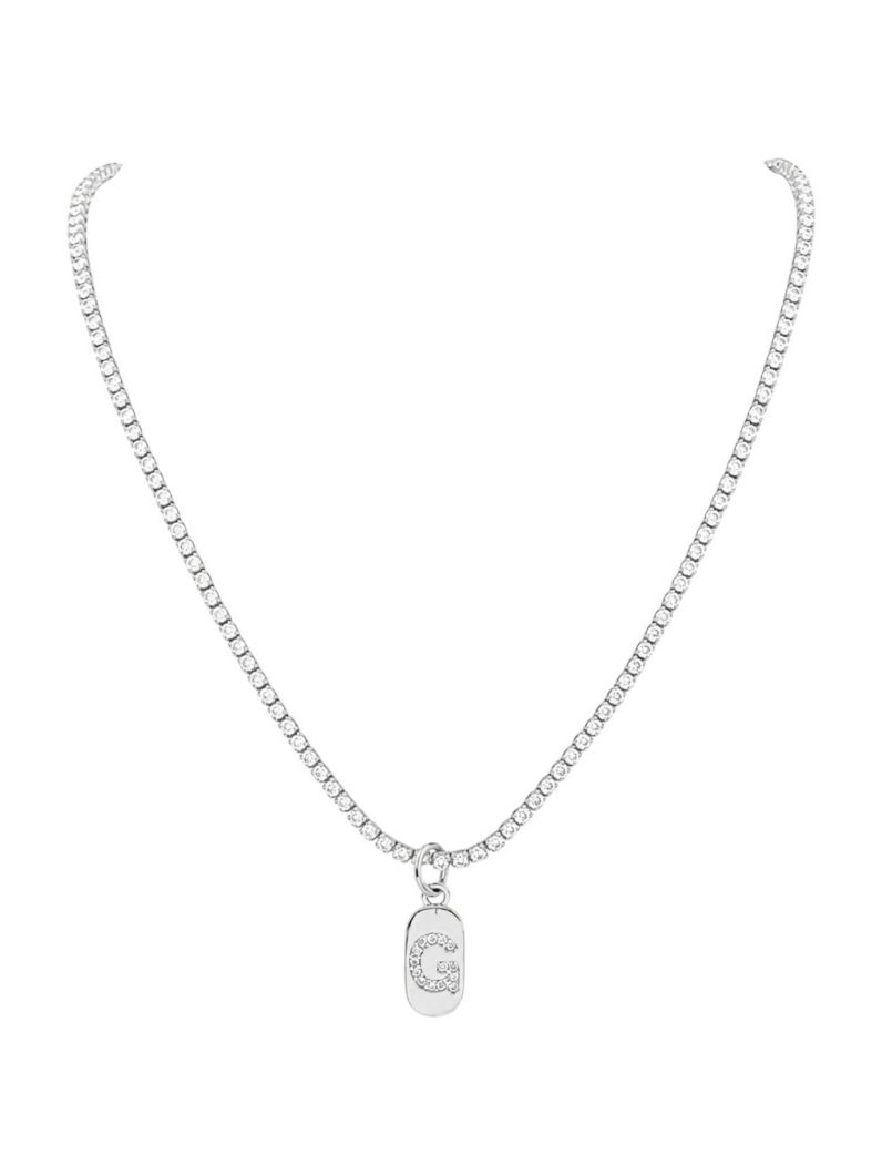 Colar Folheado a Ouro 18 e Prata Cordão Cravejado Com Inicial