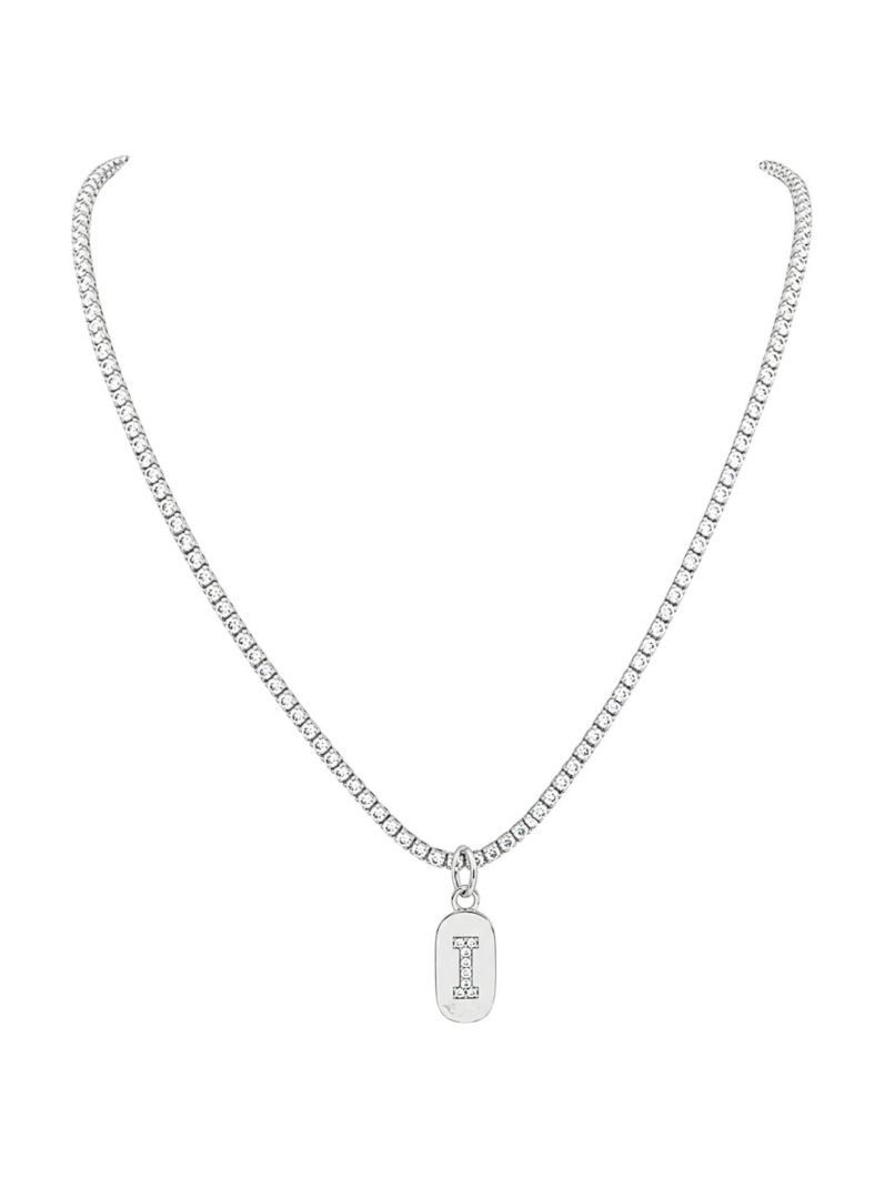Colar Folheado a Ouro 18 e Prata Cordão Cravejado Com Inicial