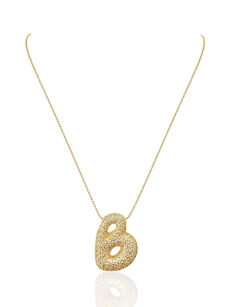 Colar Folheado a Ouro 18 e Prata Inicial Cravejada