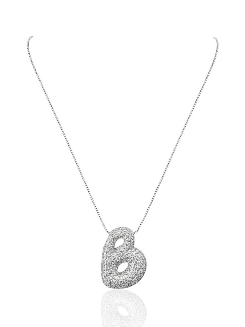 Colar Folheado a Ouro 18 e Prata Inicial Cravejada
