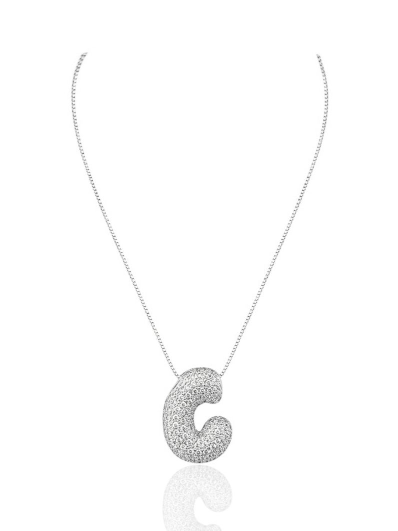 Colar Folheado a Ouro 18 e Prata Inicial Cravejada
