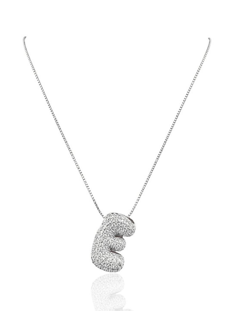Colar Folheado a Ouro 18 e Prata Inicial Cravejada