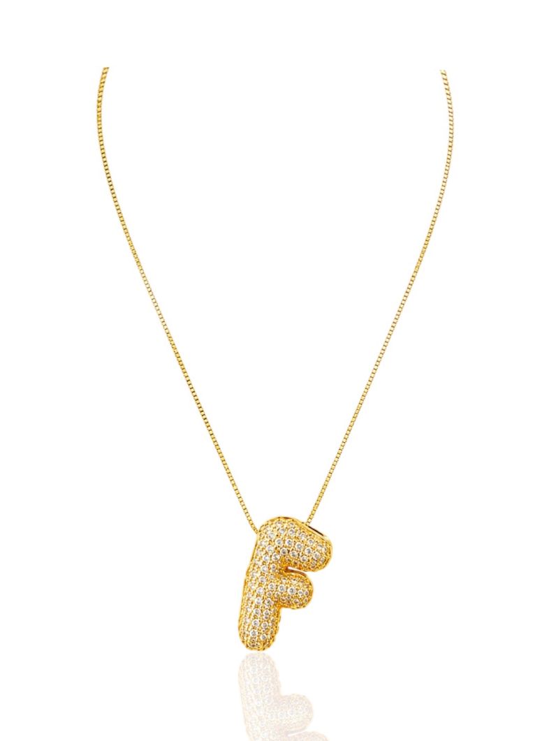 Colar Folheado a Ouro 18 e Prata Inicial Cravejada