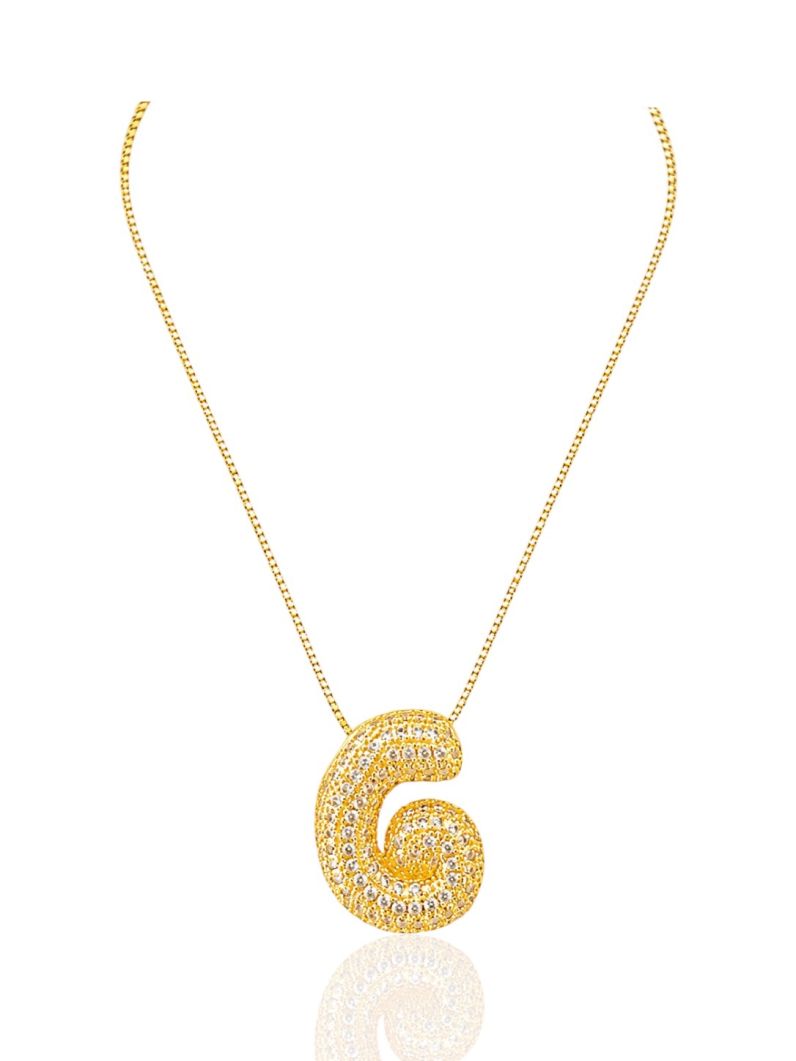 Colar Folheado a Ouro 18 e Prata Inicial Cravejada