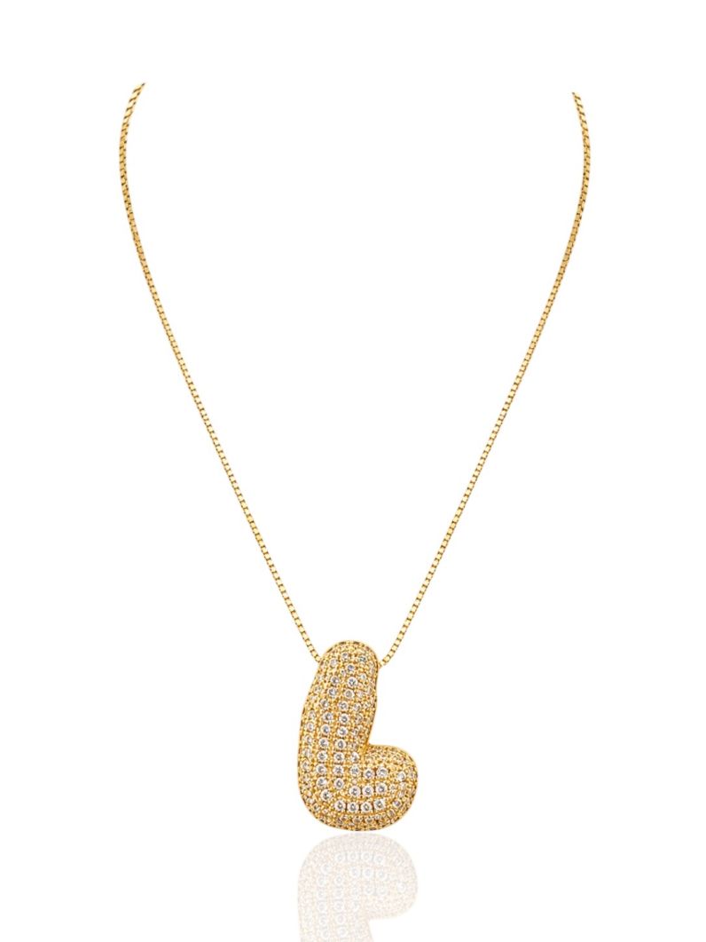 Colar Folheado a Ouro 18 e Prata Inicial Cravejada