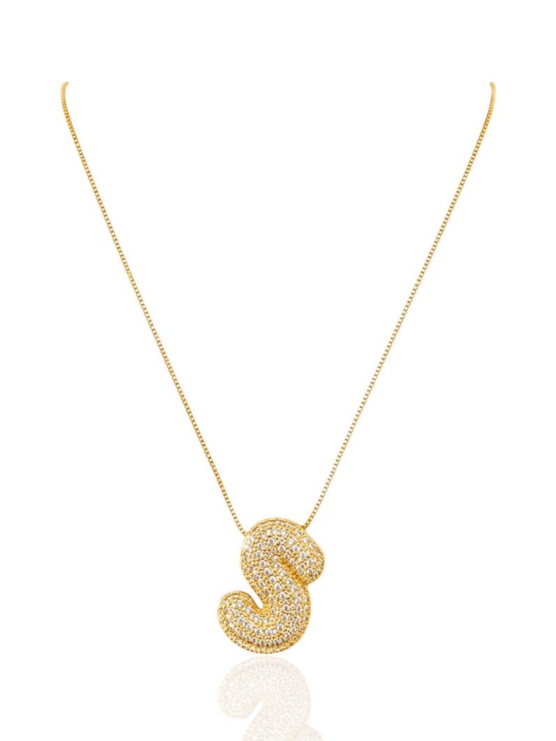 Colar Folheado a Ouro 18 e Prata Inicial Cravejada