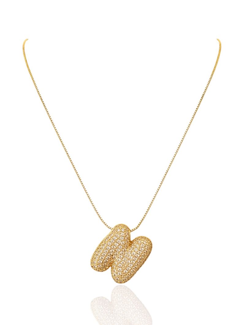 Colar Folheado a Ouro 18 e Prata Inicial Cravejada