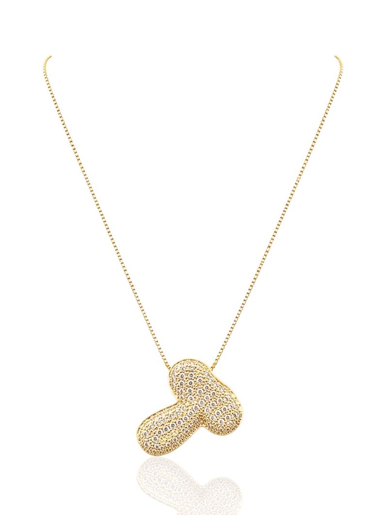 Colar Folheado a Ouro 18 e Prata Inicial Cravejada