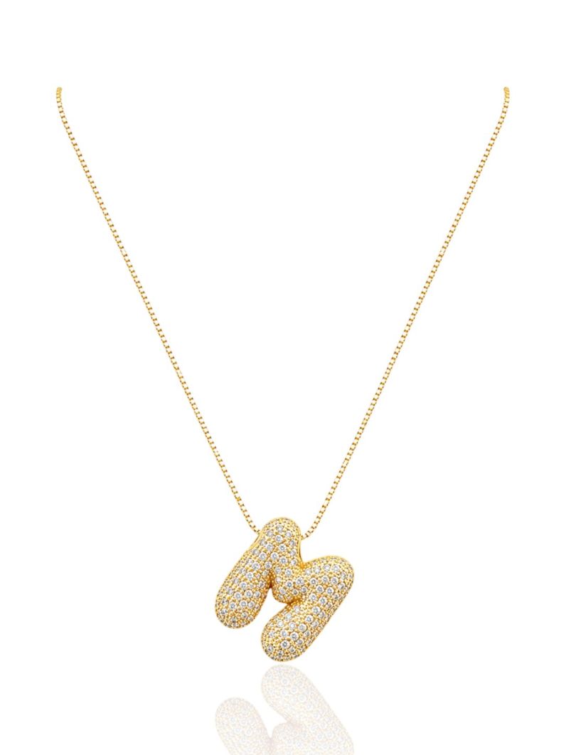 Colar Folheado a Ouro 18 e Prata Inicial Cravejada