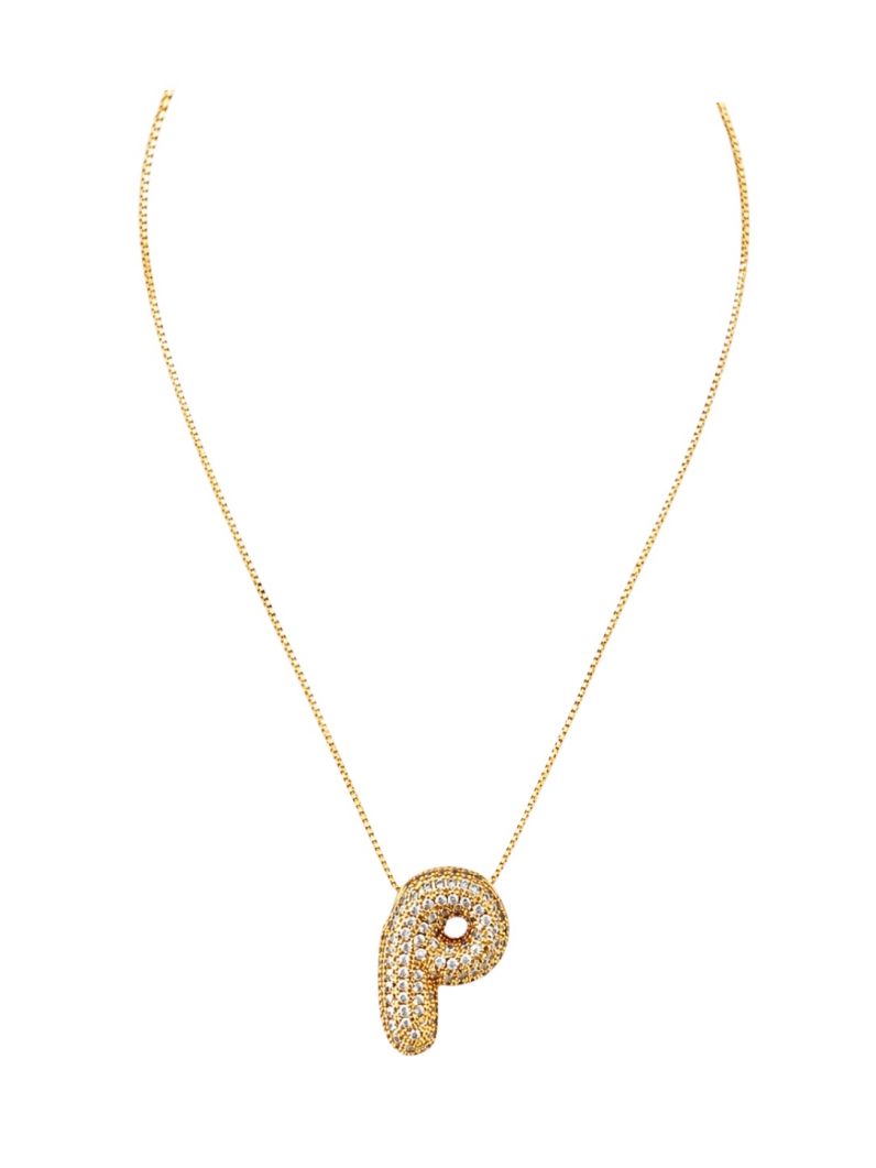 Colar Folheado a Ouro 18 e Prata Inicial Cravejada