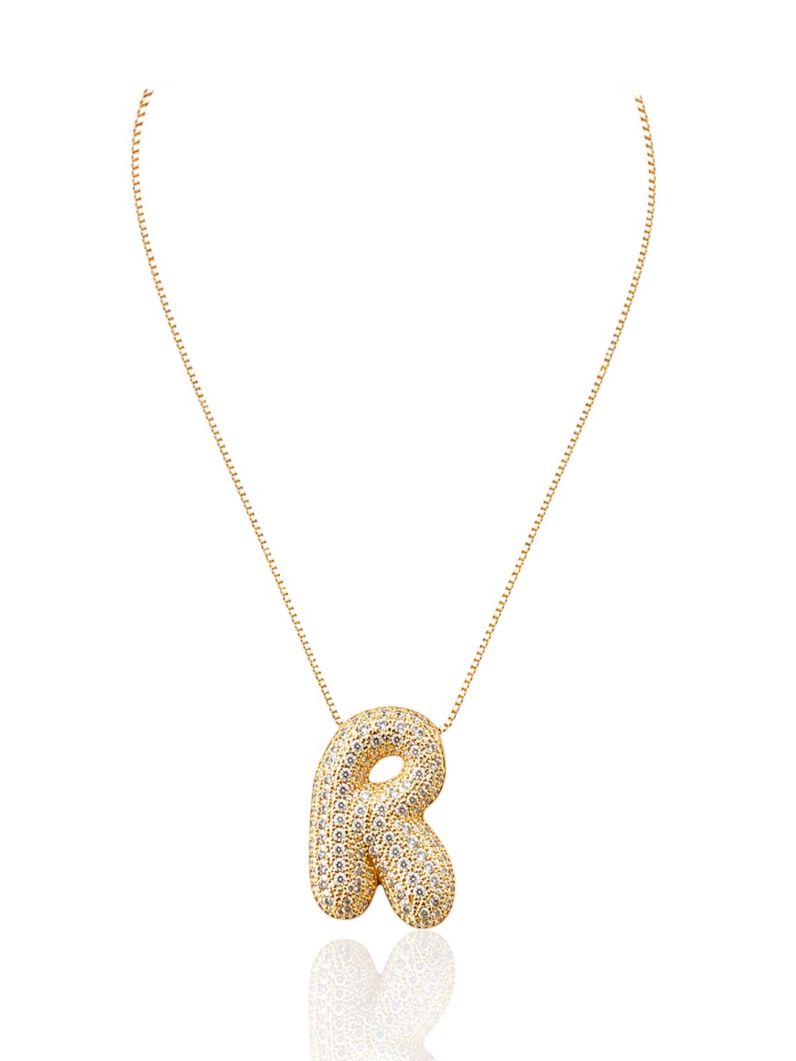 Colar Folheado a Ouro 18 e Prata Inicial Cravejada