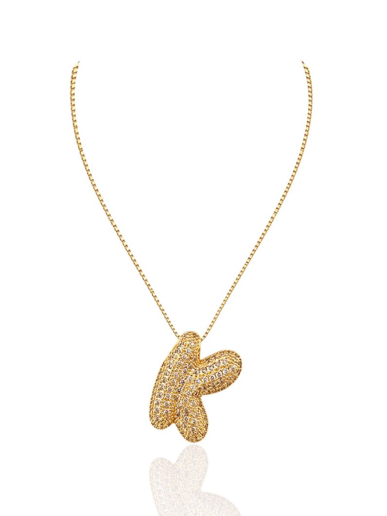 Colar Folheado a Ouro 18 e Prata Inicial Cravejada