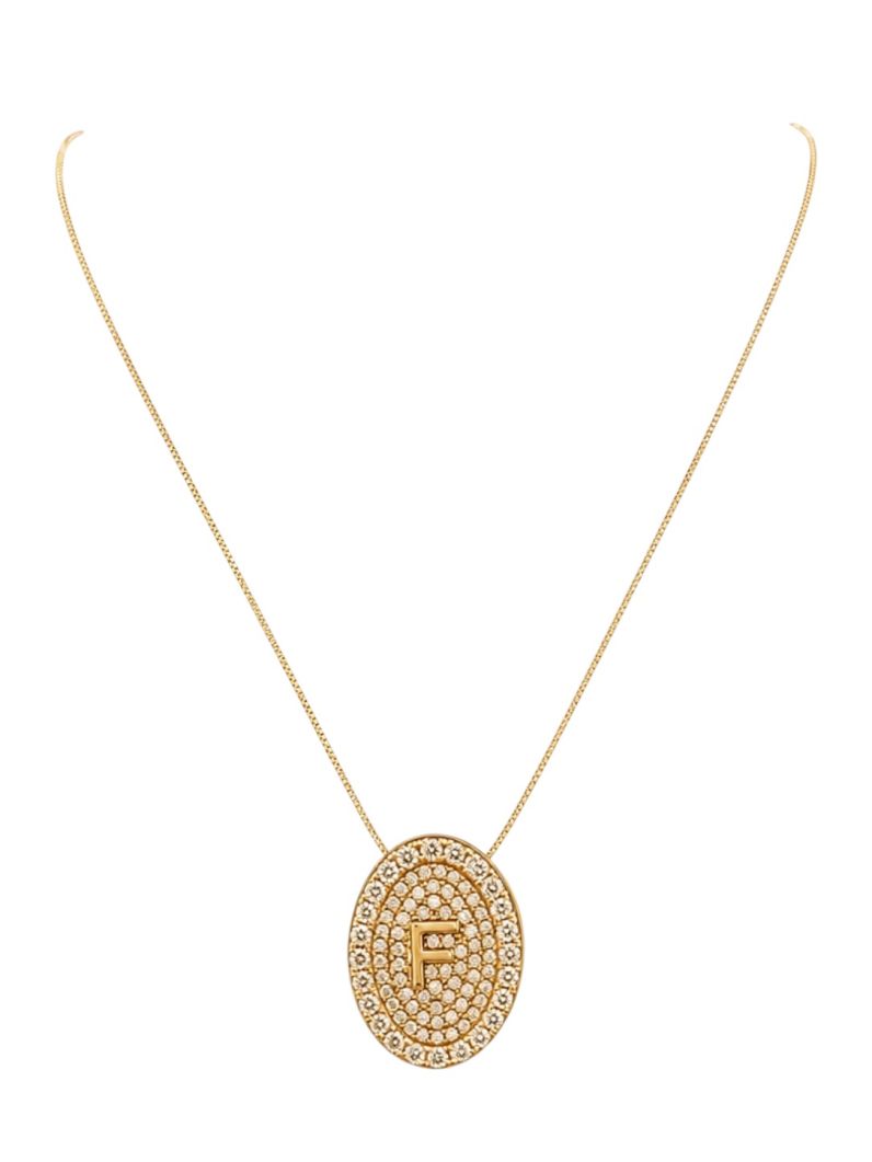 Colar Folheado a Ouro 18 e Prata Mix Banho Inicial Cravejada