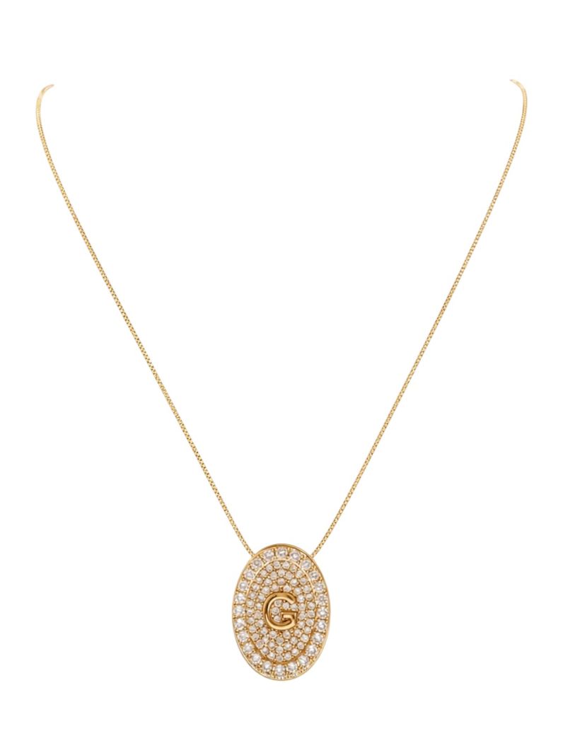 Colar Folheado a Ouro 18 e Prata Mix Banho Inicial Cravejada