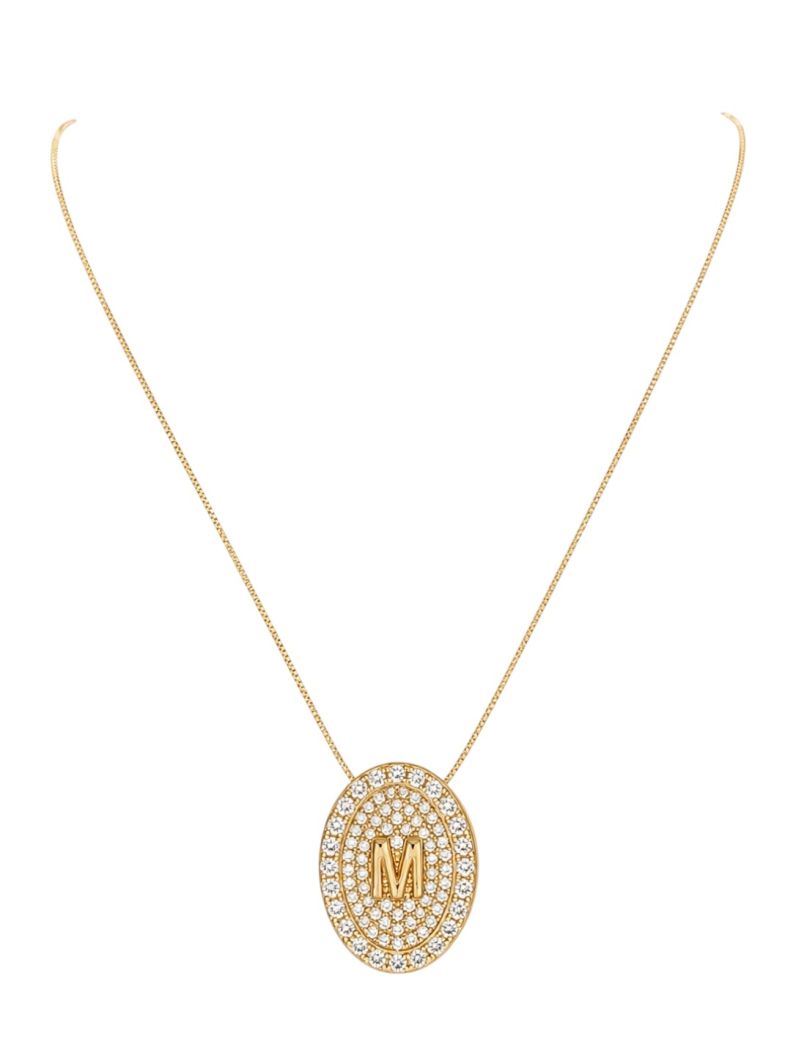 Colar Folheado a Ouro 18 e Prata Mix Banho Inicial Cravejada