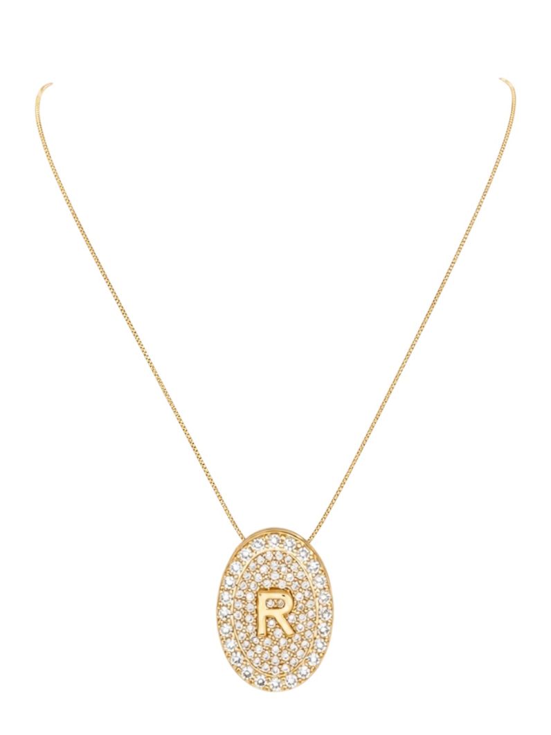 Colar Folheado a Ouro 18 e Prata Mix Banho Inicial Cravejada