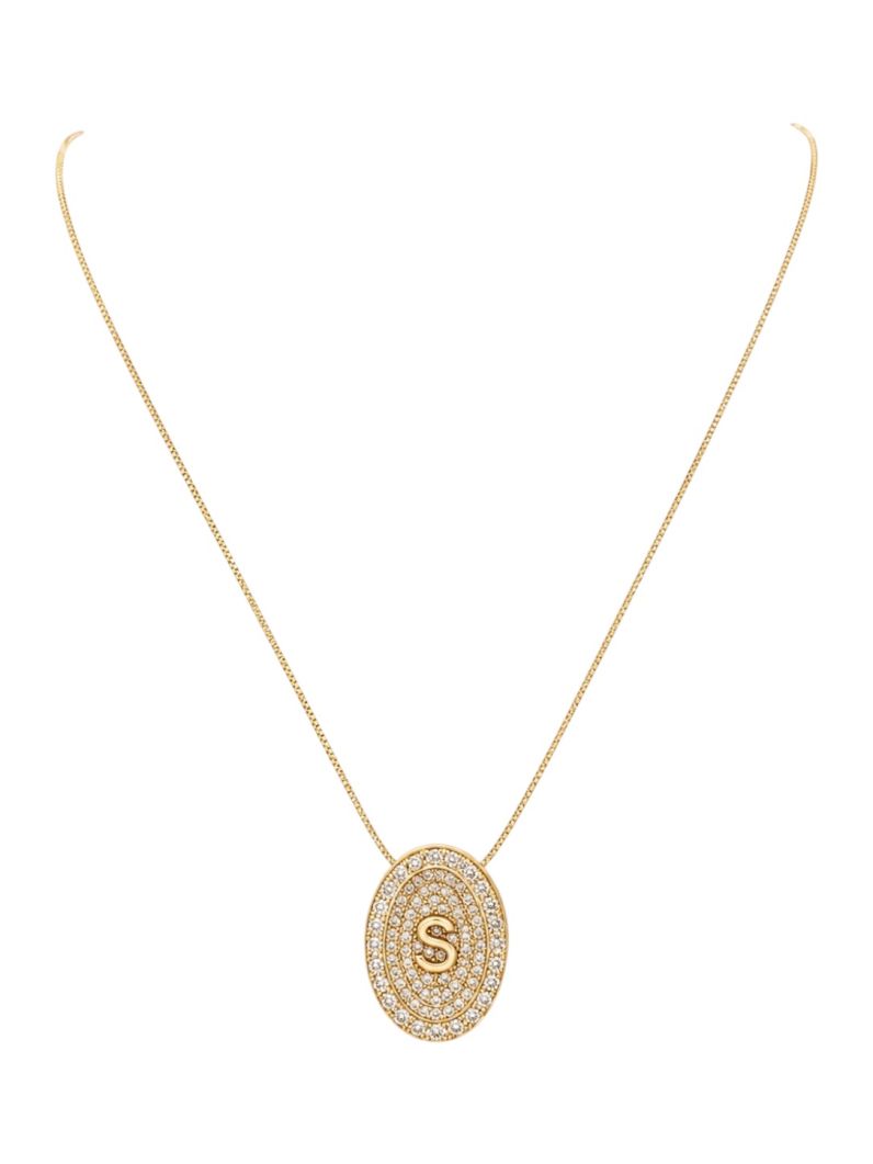Colar Folheado a Ouro 18 e Prata Mix Banho Inicial Cravejada