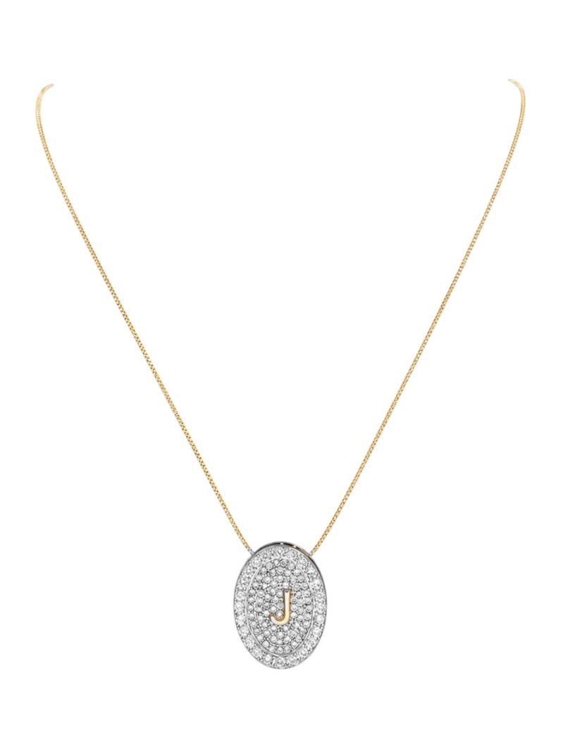 Colar Folheado a Ouro 18 e Prata Mix Banho Inicial Cravejada