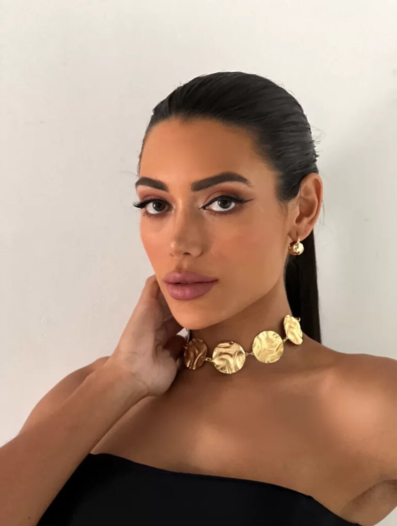 Colar folheado a ouro 18k botton martelado