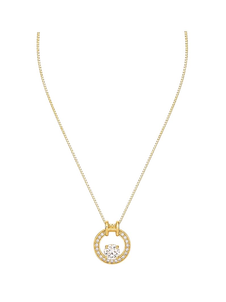 Colar Folheado a Ouro 18k Círculo Cravejado Com Zircônia
