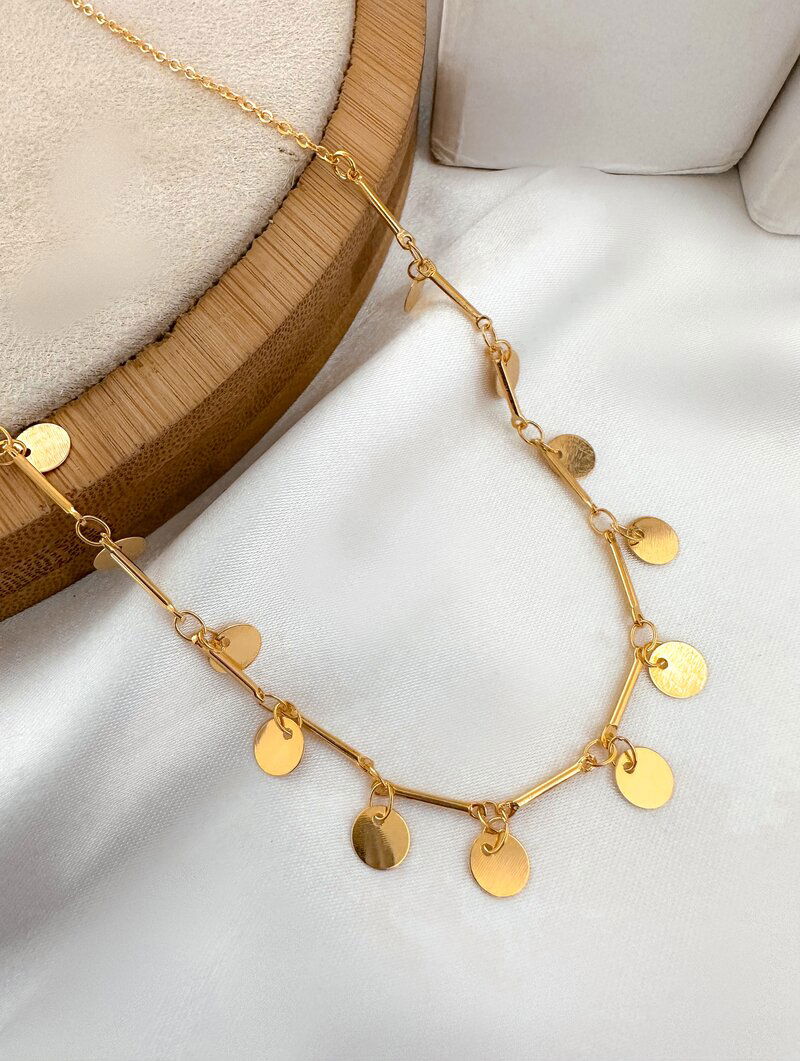 Colar Folheado a Ouro 18k Circulos Chapeados com Entremeios