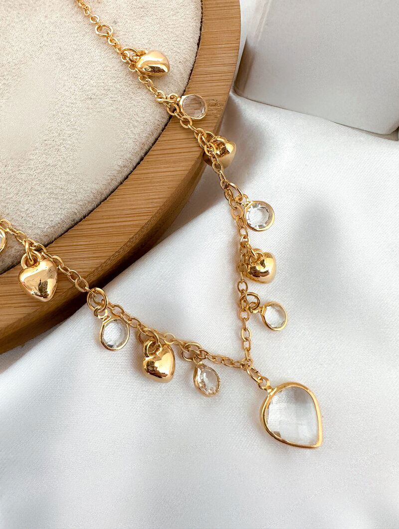 Colar Folheado a Ouro 18k com Cristais