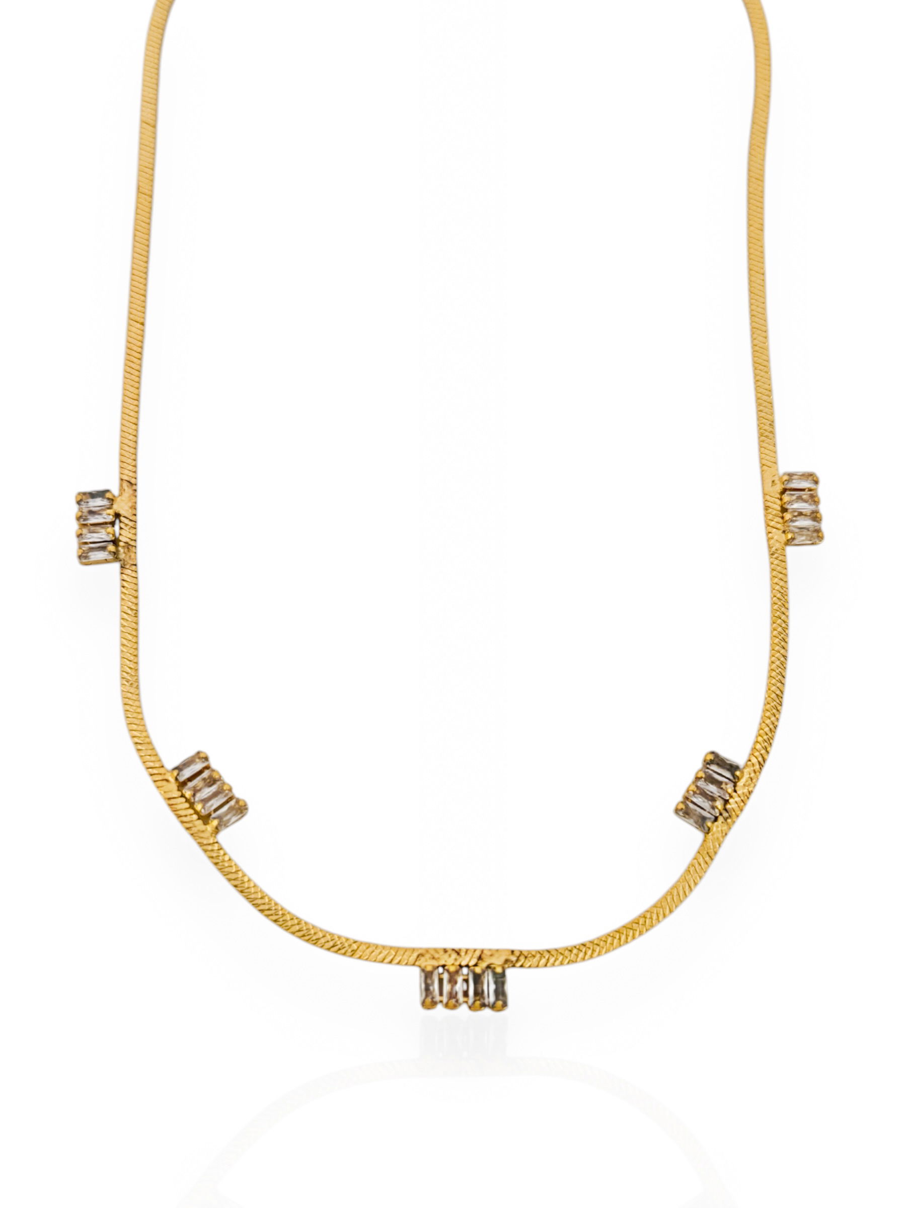 Colar Folheado a Ouro 18k Com Fita e Navetes