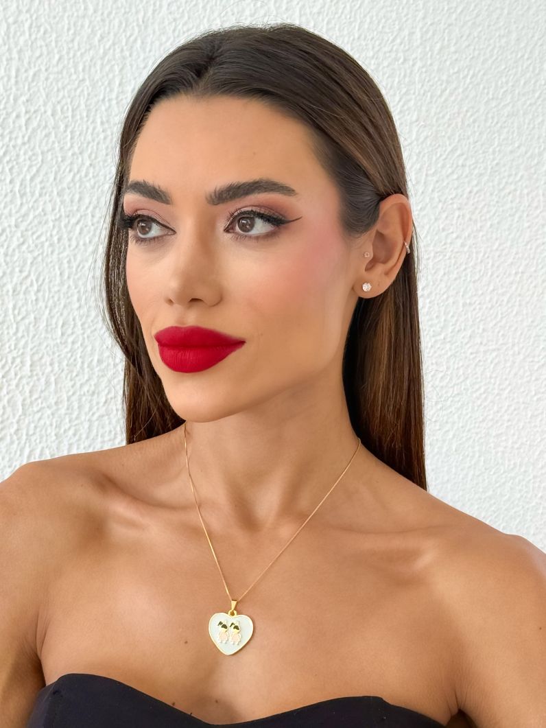 Colar Folheado a Ouro 18K Coração Filhos