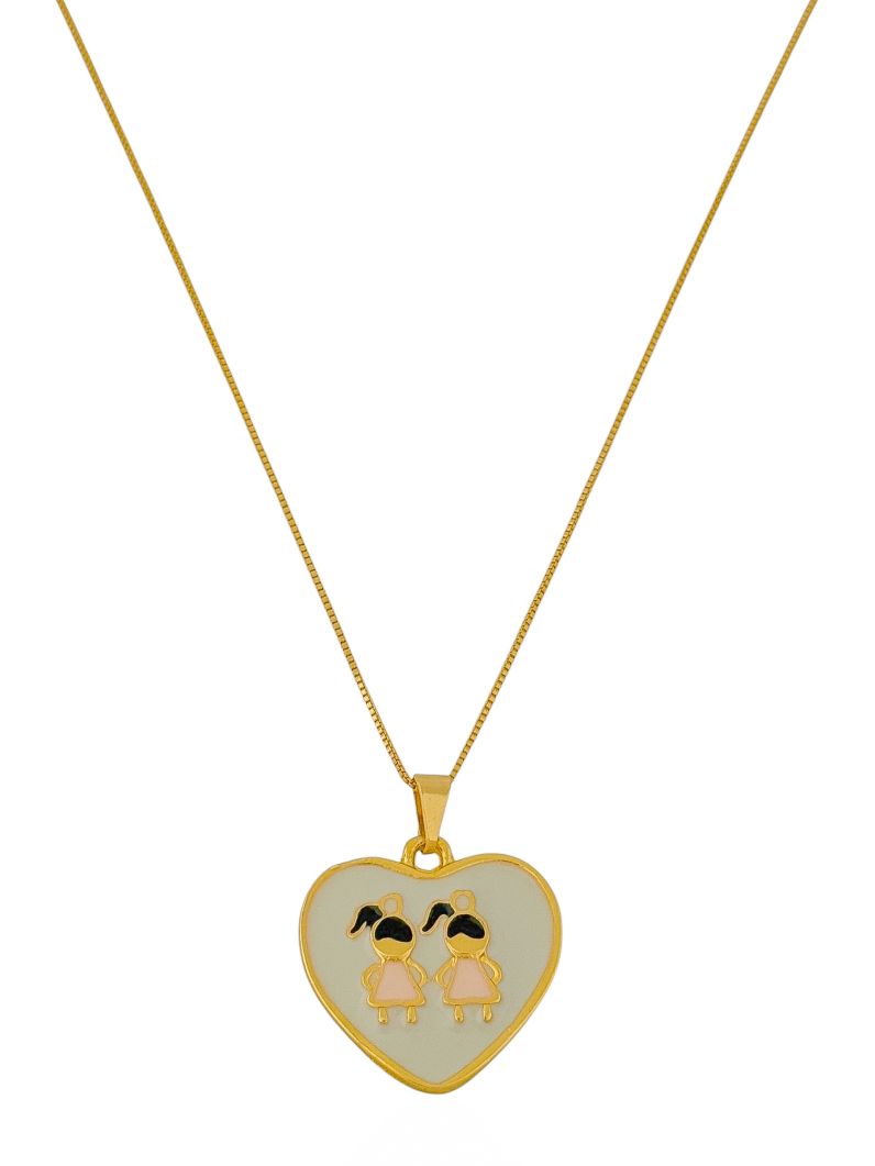 Colar Folheado a Ouro 18K Coração Filhos