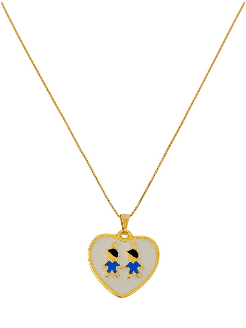 Colar Folheado a Ouro 18K Coração Filhos