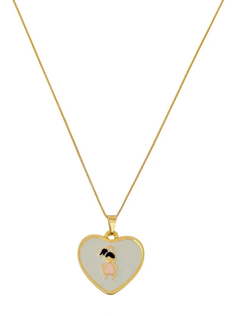 Colar Folheado a Ouro 18K Coração Filhos