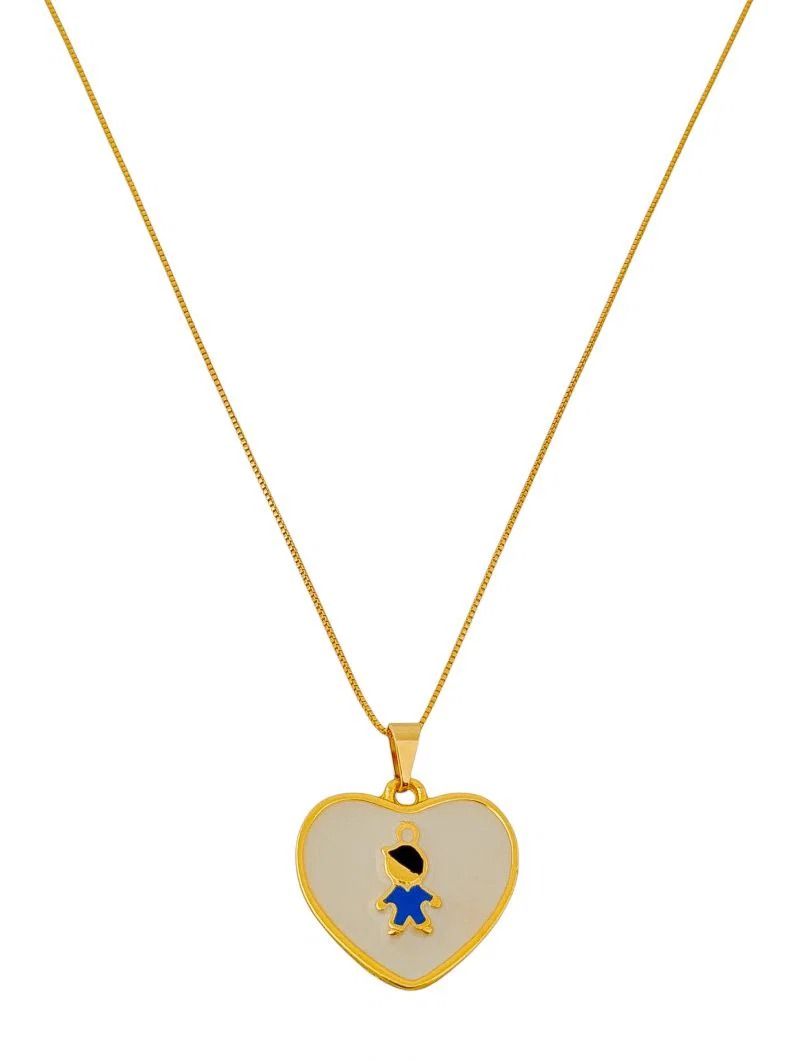 Colar Folheado a Ouro 18K Coração Filhos