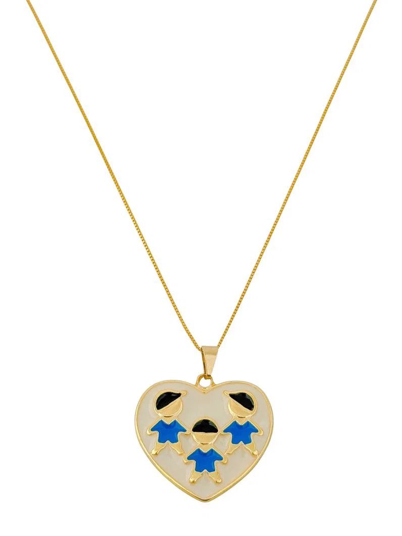 Colar Folheado a Ouro 18K Coração Filhos