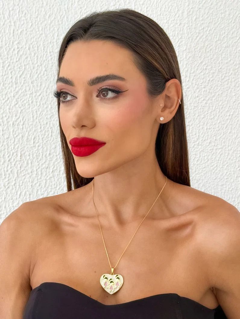 Colar Folheado a Ouro 18K Coração Filhos
