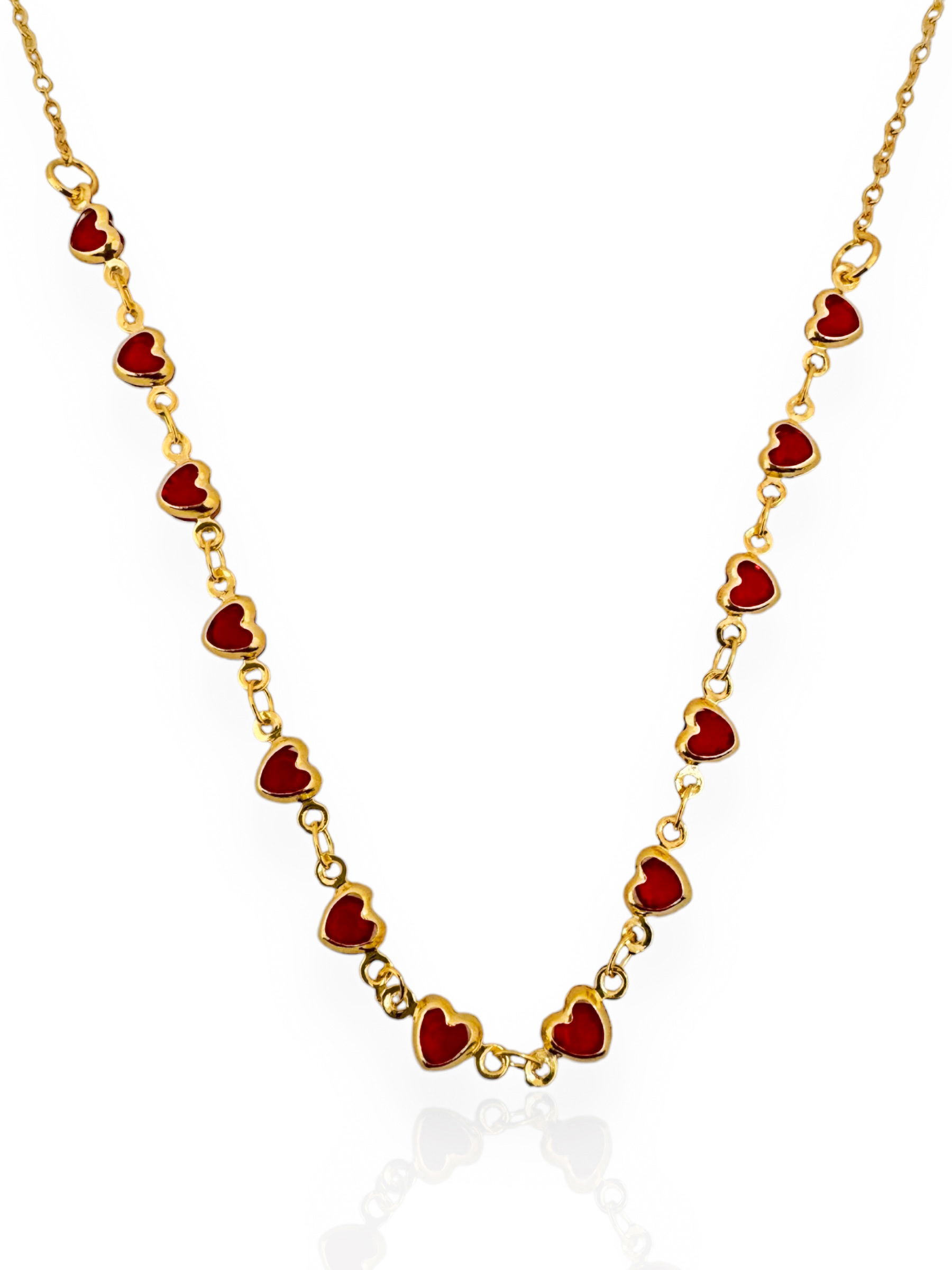 Colar Folheado a Ouro 18k Coração Rubi