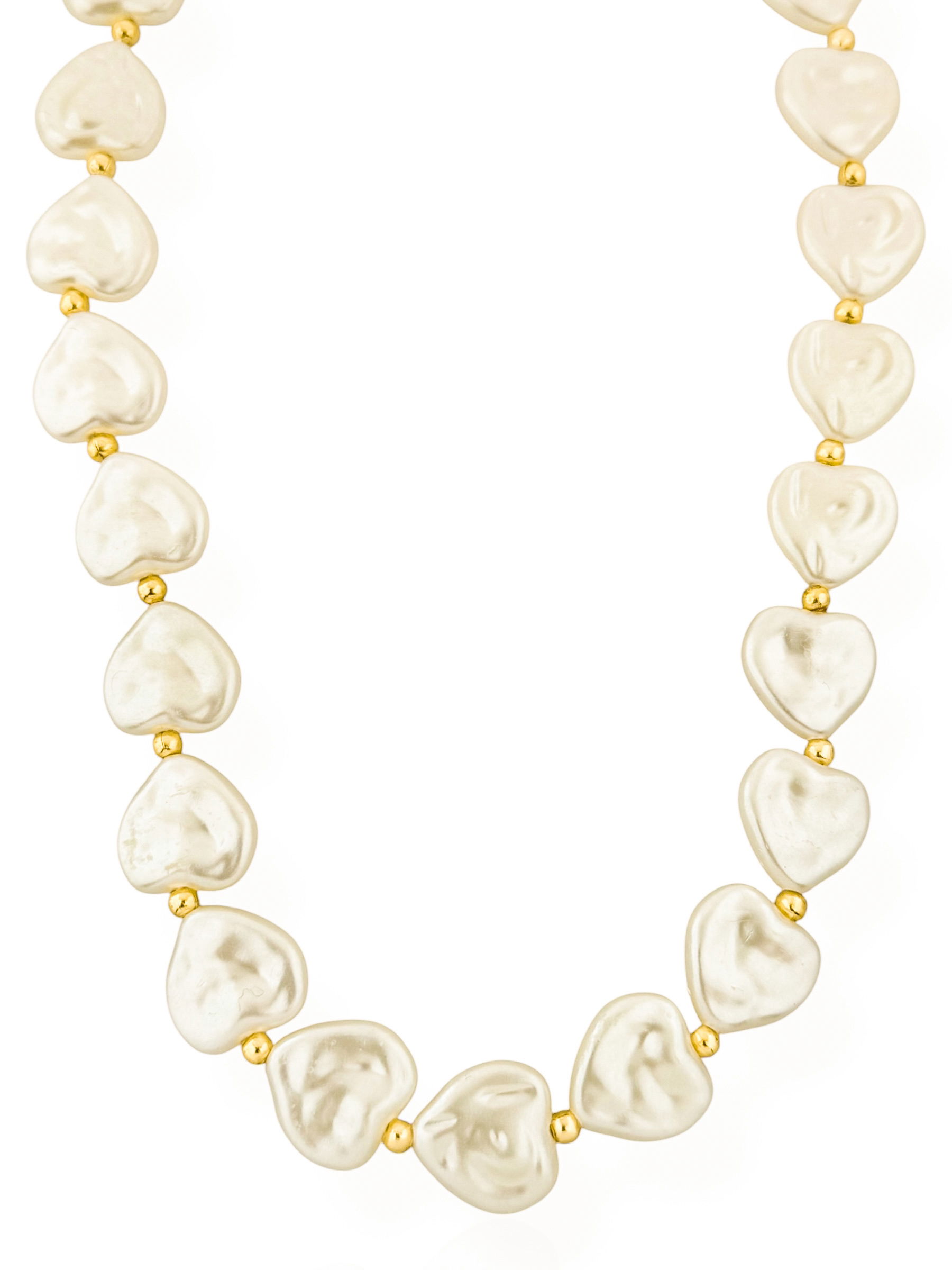 Colar Folheado a Ouro 18k Corações de Pérola