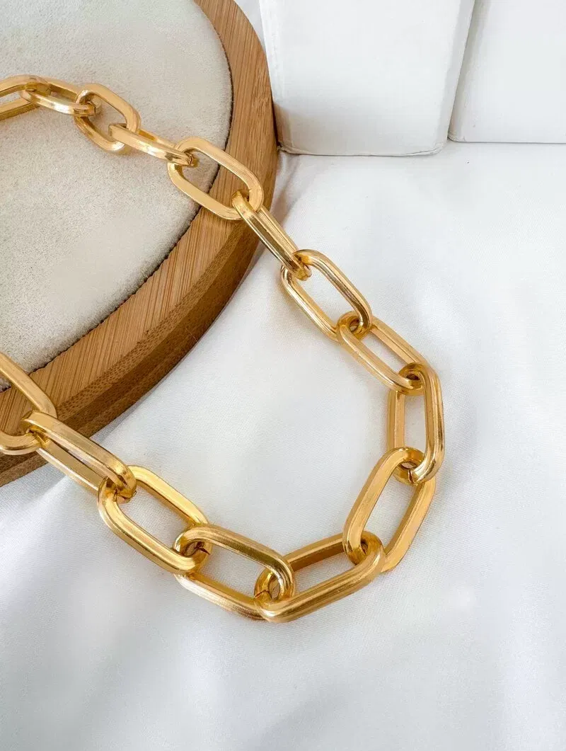 Colar Folheado a Ouro 18k Correntaria Elos Ovais
