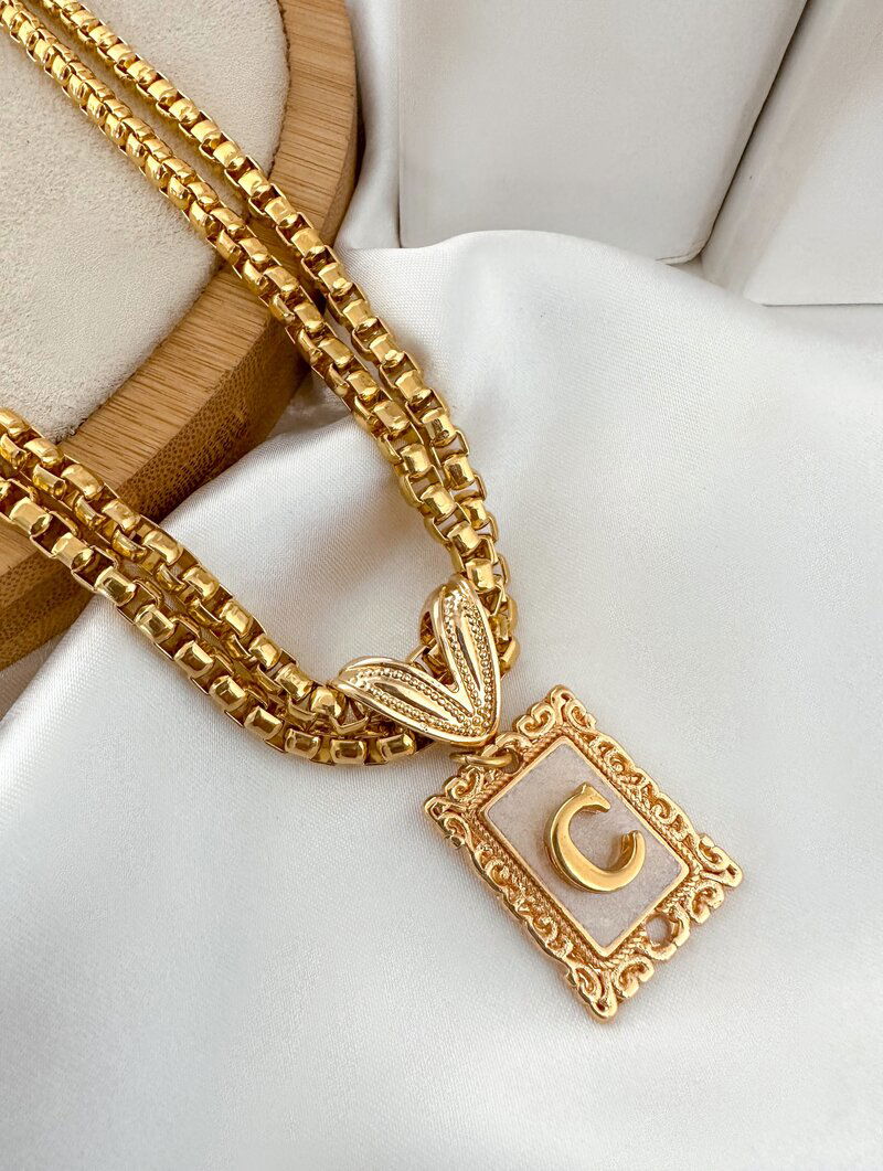 Colar Folheado a Ouro 18k Corrente Dupla Pingente Personalizado