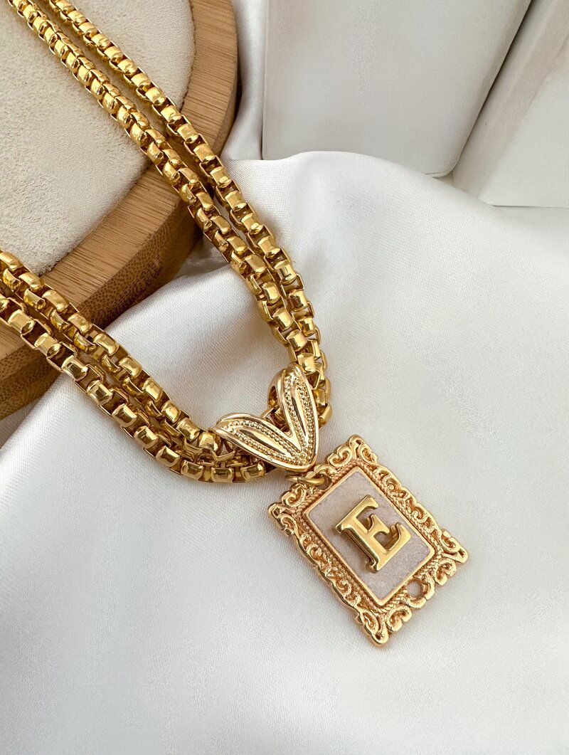 Colar Folheado a Ouro 18k Corrente Dupla Pingente Personalizado