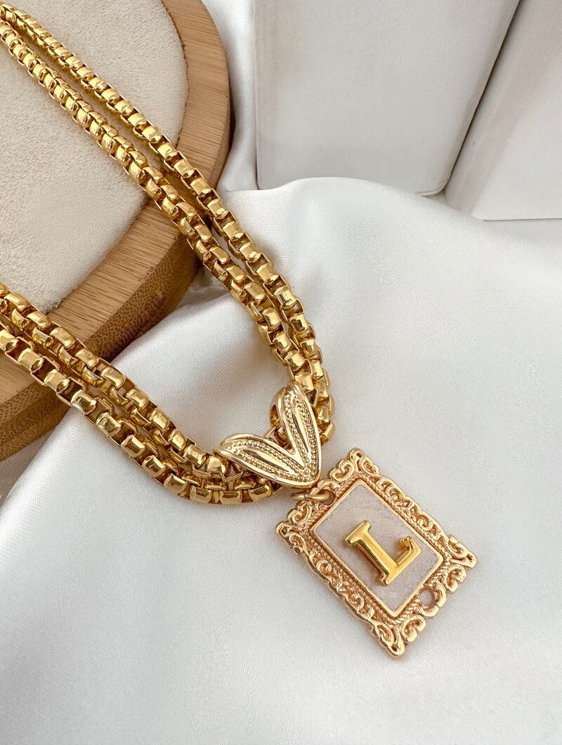 Colar Folheado a Ouro 18k Corrente Dupla Pingente Personalizado