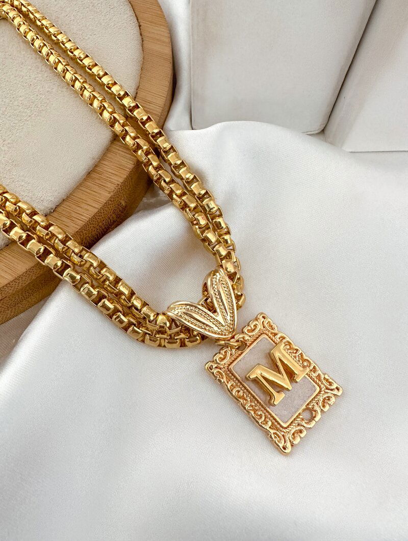 Colar Folheado a Ouro 18k Corrente Dupla Pingente Personalizado