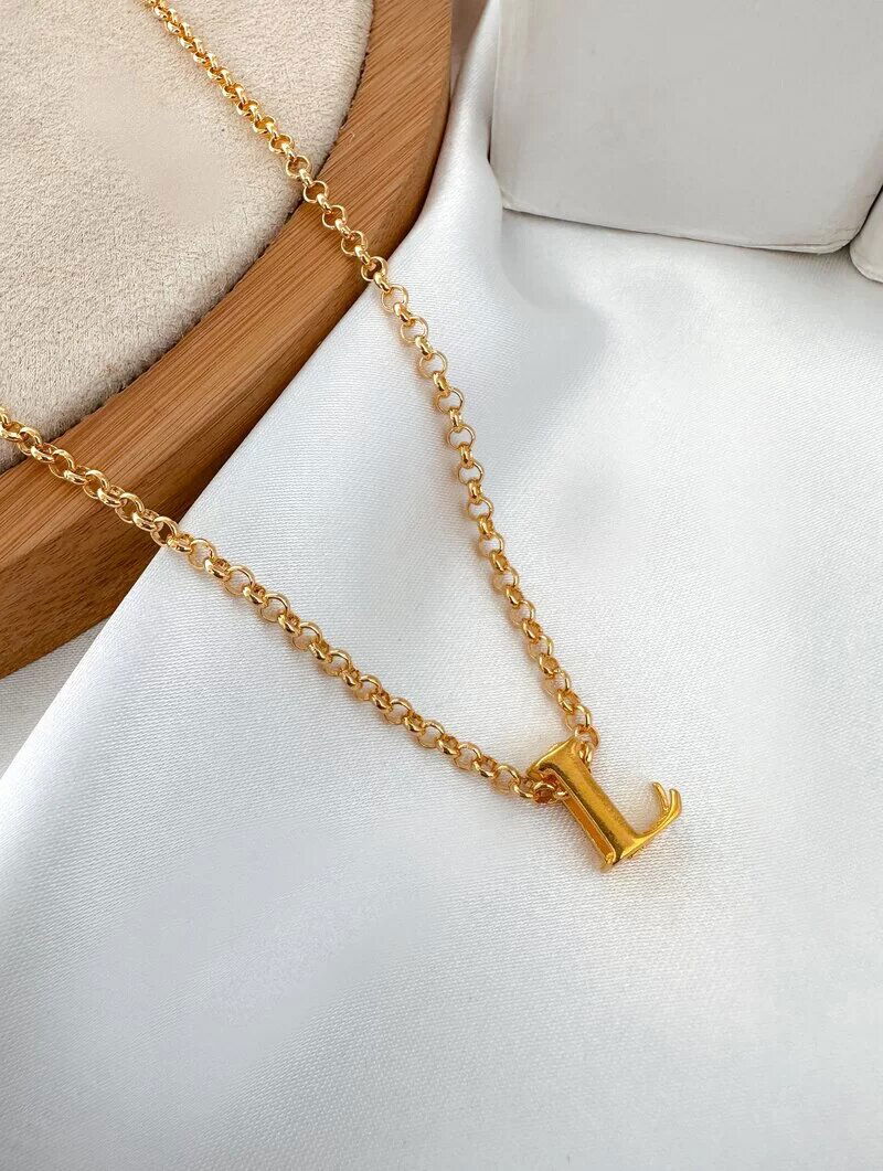 Colar Folheado a Ouro 18k Corrente Elos com Inicial