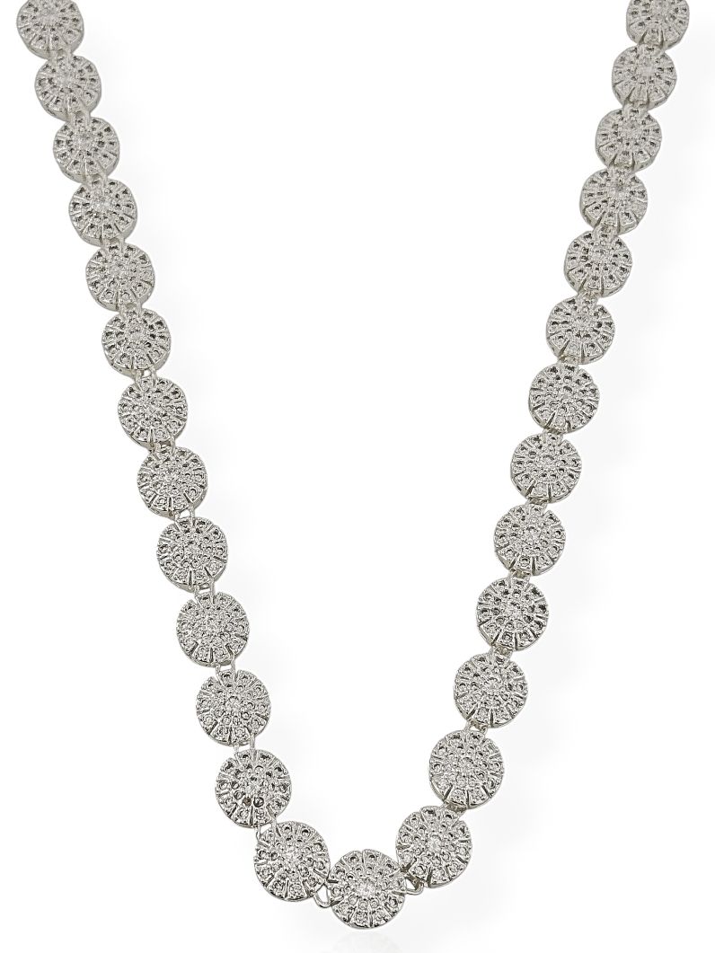 Colar Folheado a Prata 925 Design Flor Detalhada em Zirconias