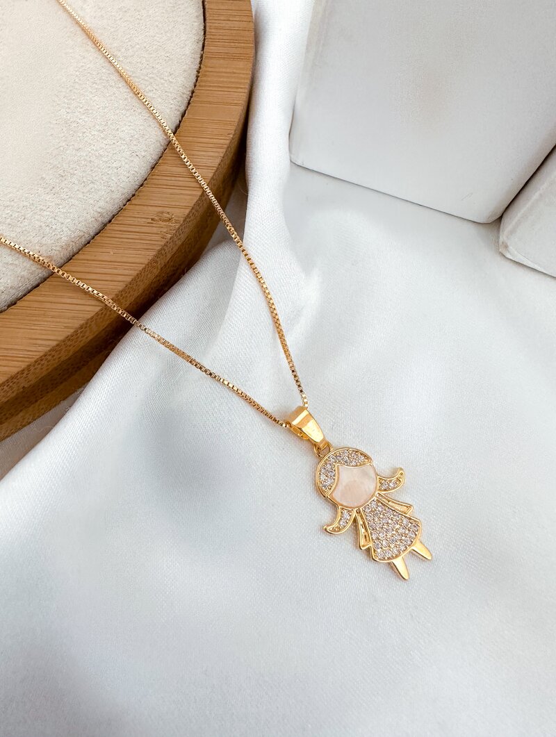 Colar Folheado a Ouro 18K e a Prata Pingente Criança