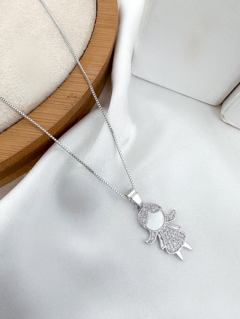 Colar Folheado a Ouro 18K e a Prata Pingente Criança