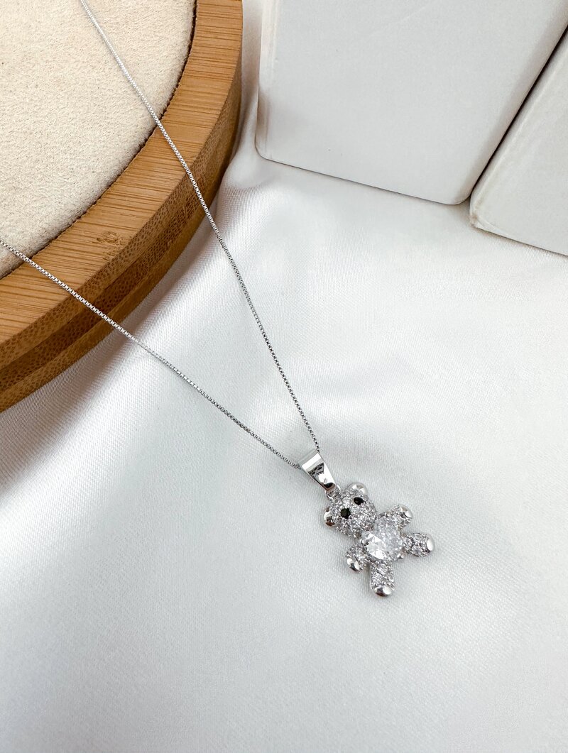 Colar Folheado a Ouro 18K e a Prata Teddy Coração de Zirconia