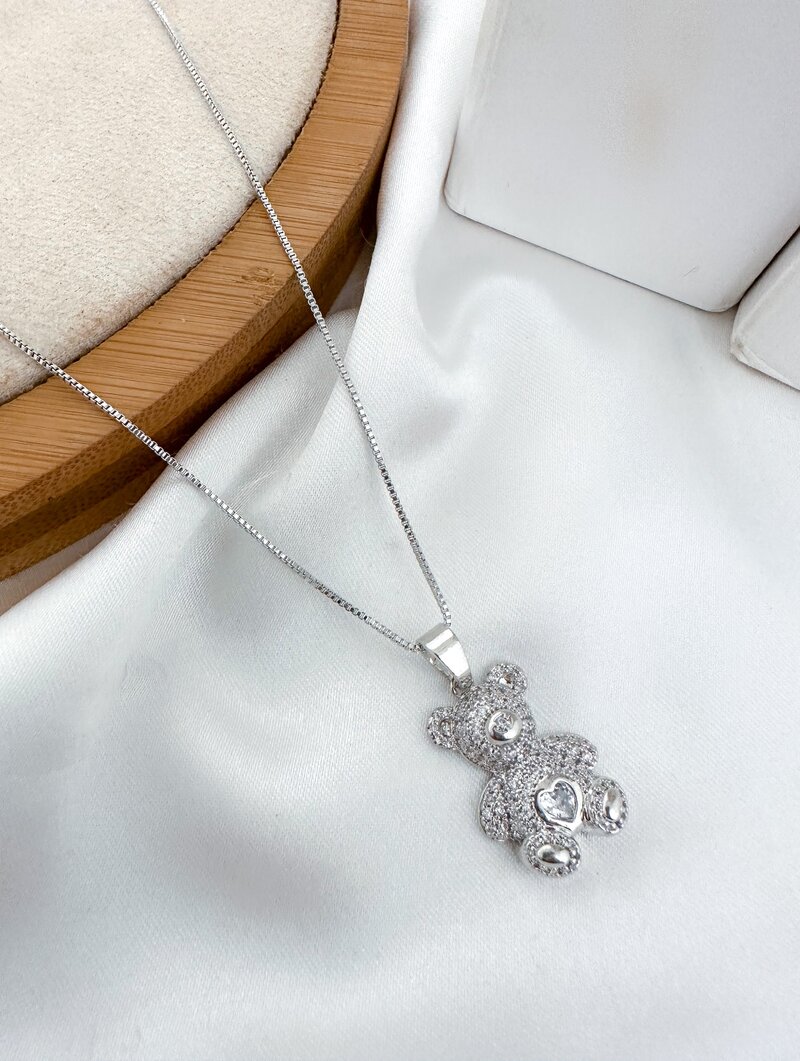 Colar Folheado a Ouro 18K e a Prata Ursinho Teddy